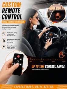 XF.Meraki LED Gesture Car Light Strip With Remote Control, 6 Driving Communication Signs, Battery Powered Window Display Light, Suitable For Cars And Trucks - Gesture Light - View 3