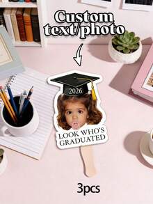 Custom Vintage Childhood Photo Graduation Fan, Personalized Graduation Gift, 2026 High School Graduate Best Friend Photo Prop, Humorous High School Graduation Keepsake - Multicolor - View 14
