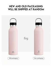 Meoky 26oz/750ml 真空保溫不鏽鋼大容量水壺，附攜帶式手把蓋，長效保溫保冷旅行水瓶，適用於登山、露營、戶外運動、學校及日常使用 - 粉色 - 查看 2