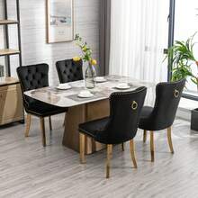 Set Of 2 65 Cm Dining Chairs In Velvet For Kitchen And Dining Room - Black - View 11