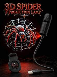 1pc Spider Projection Light USB Powered Spider Web Night Light With Breathing Light, Gothic Style Bedroom Game Room Desk Decor, Halloween Party Decoration - Black - View 2