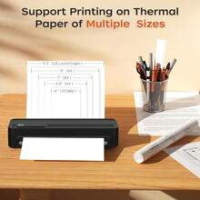 ORICO-Wireless Portable Printer-Thermal Printer, Desktop Inkless Printer, Includes 10 Sheets Of Thermal Folding Paper And 1 Roll Of Thermal A4 Paper. Supports US Letter And A4 Folding Thermal Paper, Suitable For Mobile Phones And Tablets - Black - View 3