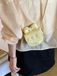 Sweet Polka Dot Bow Mini Bag, 3D Floral Girl Crossbody Bag, Macaron Multi-Color Small Purse - Multicolor - View 3