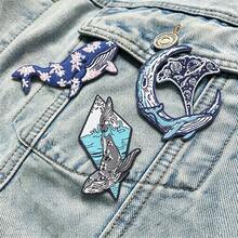 3 Pcs/Set Ocean Whale Iron On Patches, Sakura & Moon Embroidered Appliques For Jeans Jackets Backpacks DIY Decoration - Multicolor - View 1