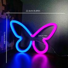 1PC Butterfly Neon Light Indoor Room Decor, Butterfly Size 22.6x15.4cm Approx 8.8x6.0in, Girly Style Decorative Atmosphere Lighting, Holiday Decoration Colorful Light, Wedding Proposal Confession Bar Decor Party Decoration Light, Camping Light, Anniversary Graduation Season All-Season Bar Valentine's Day Mother's Day Children's Day Halloween Christmas Game Room Wall Decor Light - Purple - View 13
