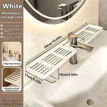 Plastic Over Faucet Hanging Sink Storage Rack With Slatted Drainage, Sturdy Durable Space Saving Multi-Functional Sink Organizer Easy To Clean, No Drill Hanging Shelf For Bathroom Vanity Skincare Cosmetics Storage Kitchen Sink Sponge Brush Holder - Multicolor - View 10