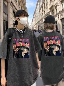 Camiseta de estilo vintage, ultra suave y duradera, modelo negro de talla grande.Esta camiseta de manga corta presenta un estampado de Jay Park, lo que la convierte en el regalo perfecto par - Negro - Ver 3