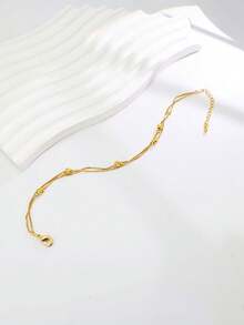 1pc Fashionable Personalized Versatile Minimalist Commuter Gold & Silver Color Adjustable Push-Pull Bracelet For Women - Yellow Gold - View 5