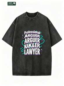 Camiseta de Abogado Profesional para Hombre, Estilo Oversized, Lavado Ácido, Diseño Gráfico Vintage, 100% Casual, Moda Urbana, Transpirable, Suave, Manga Corta, para Papá o Novio 2PZK - Negro - Ver 1