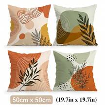 4pcs Bohemian Geometric & Botanical Pattern Pillow Covers, Single-Sided Print, Suitable For Living Room, Bedroom, Home Decor, All-Season Use - Multicolor - View 12