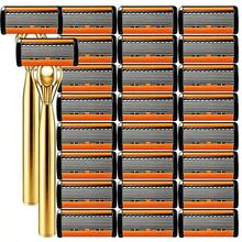 Men's 8-Layer Blades Gold-Plated Manual Razor Kit , Comfort Grip, Reusable, Lightweight For Travel, Delivers A Close, Smooth Shave For Everyday Grooming Needs, Ideal For Daily & Travel Use ﻿ - Multicolor - View 10