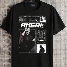 Camiseta Duki Ameri Tour comndoG en Blanco y Negro, Diseño Estampado Duki Ameri Tour, Impresión de Alta Calidad, Cuello Redondo, Ccomndote Holgado Bás - Negro - Ver 1