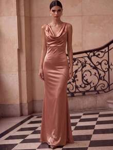 Romantic Party/Date/Wedding/Formal Evening Gown, Backless Sleeveless Dress For Wedding Guest, Prom, Graduation - Rose Gold - View 6