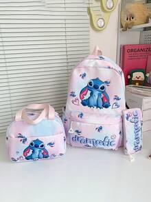 Disney 3件組迪士尼授權中性背包套裝，含小手提包與文具包，開學用多功能可調式休閒背包，戶外收納包、街頭側背包、旅行包、零錢包，拉鍊開合包 - 彩色 - 查看 16