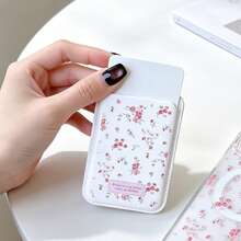Minimalist Fresh Bow Cherry Heart Graffiti Multiple Gentle Print Magnetic Phone Card Holder, Leather Thin Back Card Sleeve, Compatible With All Phone Models, Can Store ID Card And Bank Card, Secure And Not Falling Off Or Pushing Up Screen Protector, Portable For Commuting And School, Niche Versatile Digital Accessory, Super Practical For Daily Travel And Document Storage - Multicolor - View 6