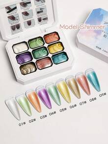 AiFer 9 Colors Shimmer Painting Solid Gel Nail Art Pigment - No Wipe, 3D Textured Oil Painting Designs For Manicure DIY & Salon Use For Summer - Multicolor - View 4