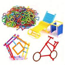 Building Block Set, Colorful Interlocking Toys - Plastic Geometric Shape Construction Set, Random Colors And Random Shapes, Perfect As Birthday Gift, Holiday Gift, Early Education Toy Set, Stacking Block Toy Set - Multicolor - View 3