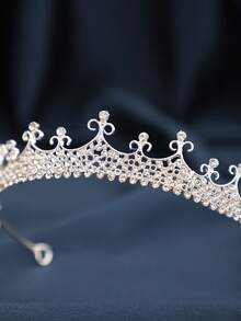 1 pieza Corona de lujo bohemia vintage con cristales, accesorio nupcial para boda, accesorio de atmósfera de hada para fotos de boda - Plateado - Ver 3