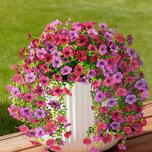4 Stücke künstliche hängende Blumen für den Außenbereich, UV-beständige künstliche Pflanzen für Frühling und Sommer Dekoration, sehen echt aus, künstliche lila und rote Blumen für Außenpflanzgefäße, Veranda, Terrasse Dekoration, ideal für Raumdekoration, Hochzeitszubehör, Feiertagsparty, Garten, Heimdekoration - Verschiedenfarbig - Übersicht 9