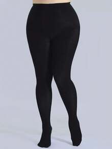 2/3pcs Women's 80D Plus Size Tights, Comfortable Non-Constricting, Versatile Base Layer For Autumn/Winter - Black - View 3