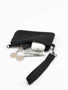 1pc Thickened Coin Purse Handbag Small Wallet Coin Key Card Holder Handheld Bag Portable Bag - Black - View 1