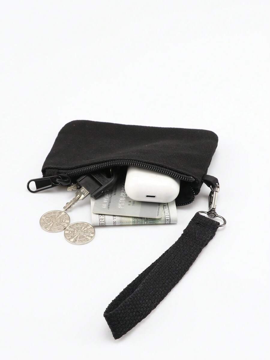 1pc Thickened Coin Purse Handbag Small Wallet Coin Key Card Holder Handheld Bag Portable Bag - Black - View 1