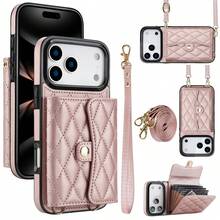 For IPone 17Promax/17Pro/17AIR/17 Case, Crossbody Purse Wristlet Shoulder Strap Protective Cover For IPhone - Pink - View 2