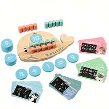 1 Set Wooden Whale Math Calculation Board, Addition And Subtraction Learning Tool Within 10, Puzzle Toy, Exercise Basic Math Skills, Perfect Gift - Multicolor - View 11