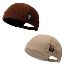 Landlord Hat Skull Design Men's Corduroy Newsboy Cap, Unisex Fashion Hip Hop Street Dance Hat - A - View 21