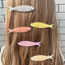 2件裝沙丁魚髮夾附沙丁魚罐裝盒，滑蓋鐵盒，海洋魚造型髮夾，適合海灘、旅行、派對，趣味搞怪女用配件 - 彩色 - 查看 3