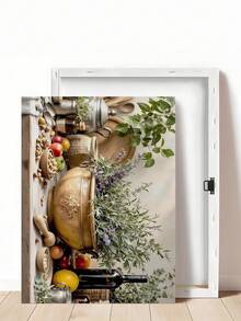 1pc A Taste Of Italy, Rustic Kitchen Still Life With Bread, Olive Oil & Herbs, Ideal Gift,Suitable For Bedroom,Living Room,Kitchen, Restaurant, Wall Arts,Wall Decor,Home Decor,Room Decor,Canvas Wall Art,Posters, Wall Art With Frame, Optional Frame - 1PCS - View 13