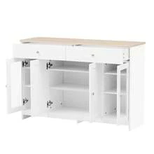 White 120 Cm Sideboard Cabinet In MDF With Storage Doors - White - View 8