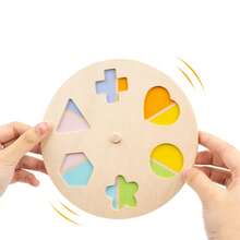 1 Set de Bloques Giratorios de Emparejamiento de Formas para Niños, Juguete Educativo de Madera para Cognición Geométrica y Clasificación de Colores de Educación Temprana para Bebés - Multicolor - Ver 5