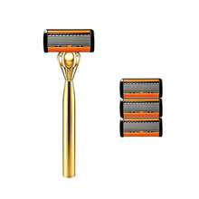 Men's 8-Layer Blades Gold-Plated Manual Razor Kit , Comfort Grip, Reusable, Lightweight For Travel, Delivers A Close, Smooth Shave For Everyday Grooming Needs, Ideal For Daily & Travel Use ﻿ - Multicolor - View 12