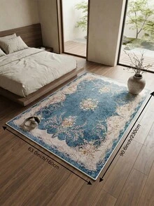 淺藍色波希米亞風客廳地毯，大尺寸柔軟，適用於廚房、餐廳、臥室、客廳、室內/室外、辦公室、大廳、防滑門墊、走廊、書房，仿羊絨節日裝飾地毯 - 霧霾藍 - 查看 17