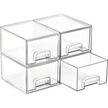 Vtopmart Stackable Storage Drawers, Acrylic Organizer With 24 Non-Slip Mats, Bathroom Organizer For Changing Table, Bathroom (5 Pack: Wide + Tall + Small) - 2 Pack - Small - View 1