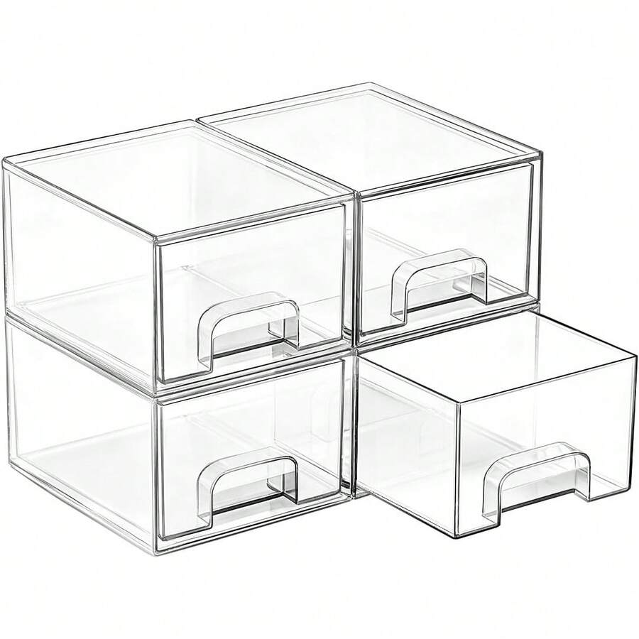 Vtopmart Stackable Storage Drawers, Acrylic Organizer With 24 Non-Slip Mats, Bathroom Organizer For Changing Table, Bathroom (5 Pack: Wide + Tall + Small) - 2 Pack - Small - View 1