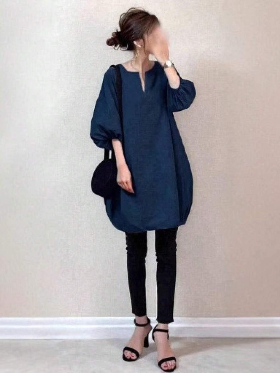 Women Midi Dresses - Navy Blue - View 1