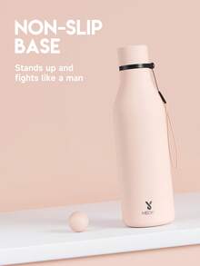 Meoky 17oz/500ml 磨砂運動水壺附手提帶 – 可樂造型不鏽鋼水瓶，柔軟觸感橡膠塗層，防漏雙層真空保溫，12小時保冷，適合健身、旅行、學校及戶外使用 - 粉色 - 查看 7
