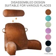 Adult Reading Pillow With Arms, Back Support Cushion For Bed, Detachable Washable Cover With Pocket, Ideal For Reading & Relaxing - Coffee Brown - View 10