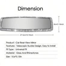 1Pc Creative Cute Hand Set Artificial Diamond Rear View Mirror Decor Cover, Sparkling Bling Rhinestone Vehicle Interior Ornament, Fashion Personalized Car Mirror Decoration Gift For Female Drivers - A - View 4