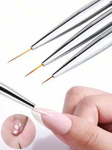 3er Set Nagelkunst Liner Pinsel, Ultra-Feine Linien Stifte (7/9/11mm) für UV Gel Nagellack, Transparente Griff Detail Liner Pinsel, geeignet für lange Linien, French Manicure, Mikro Malerei und DIY Heim Salon Nagelkunst Design Werkzeuge - Verschiedenfarbig - Übersicht 3