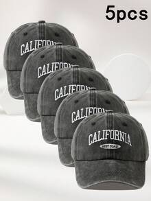 MAKEFGE 1 件男女通用户外休闲时尚 CALIFORNIA 刺绣水洗防紫外线可调节柔软棒球帽，适合日常搭配万圣节 - 水洗均碼 - 查看 49