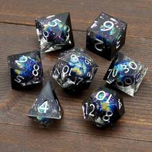 Rotatable Core Longan Dice Set, Sharp Resin Polyhedral D&D Dice, Handmade Role-Playing Game D&D Dice Set D20 D12 D10 D8 D6 D4 - Multicolor - View 5