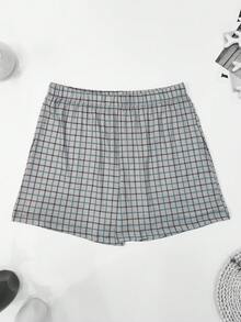 4件組男士格子印花寬鬆舒適薄款透氣彈性四角褲睡褲，附彈性腰帶，多色混裝 - 彩色 - 查看 4