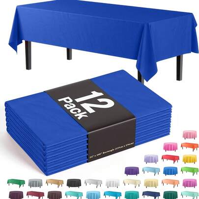 1/3/6/12 Pack Royal Blue Party Solid Color Disposable Plastic Tablecloth - 54 Inch X 108 Inch - For Parties And Picnics, Suitable For Weddings, Christmas, Thanksgiving, Halloween