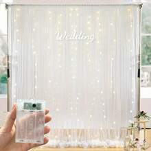LED Curtain Lights Wedding Anniversary Home Decor String Lights Birthday Decoration String Lights Outdoor String Lights Garden Decor Outdoor Lighting Battery Box (Batteries Not Included) - Battery Box Curtain Light - View 7
