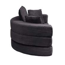 Flieks Multifunktionales freistehendes Klappsofabett (Boneless Couch) – Ovales Bett mit Kissen, modulares Sofa, Cordstoff-Bezug (173 x 176 cm), geeignet für Apartments, Wohnzimmer, Schlafzimmer - Dunkelgrau - Übersicht 8