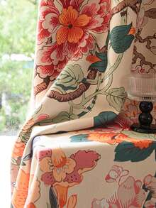 1pc Vintage Floral Print Blackout Curtain, Bohemian Plant & Butterfly Pattern, Thermal Insulated & Light Blocking, Suitable For Living Room And Bedroom - Multicolor - View 7