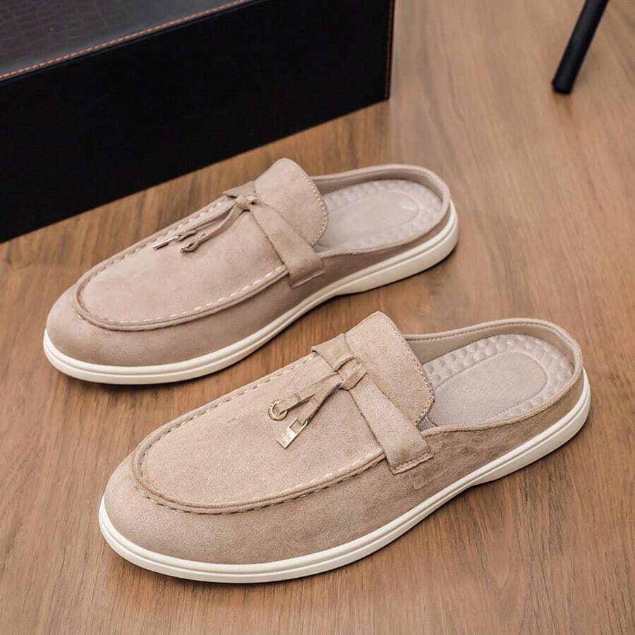 Men's Casual Shoes Suede Loafers Classic British Style Lightweight Soft Flat Shoes - Beige - View 1